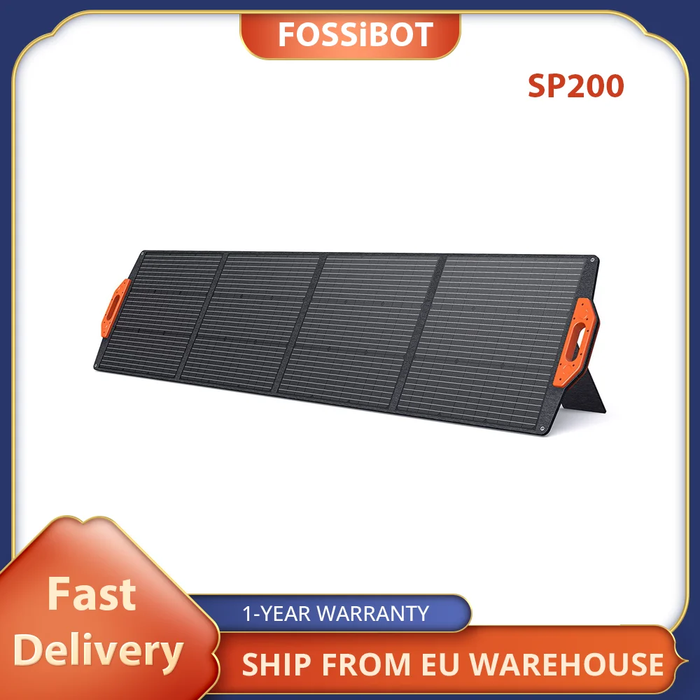 FOSSiBOT SP200 18V 200W Foldable Solar Panel with Magnetic Handle, 23.4% Efficiency, Adjustable Stand Power Station Waterproof