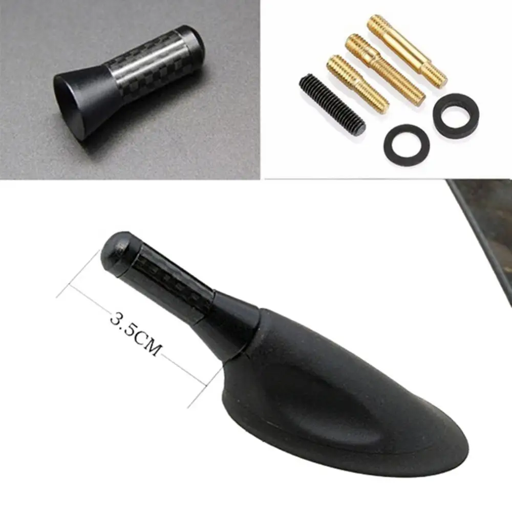 3.5cm Carbon Fiber Auto Vehicle Car Styling Short Antenna Modification Aerial Durable Fit For Vehicle With External Antenna