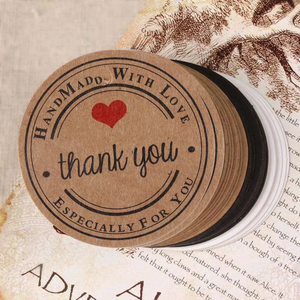 100PCS Party Kraft Paper Package Tag Cards Price Label Red Heart Gift Tags