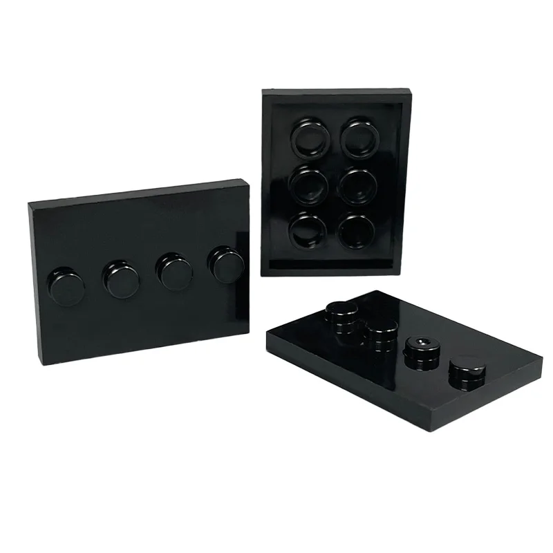 50 Uds. Soporte de figuras de ciudad DIY bloques de construcción MOC accesorios piezas de ladrillos placa Base de 3x4 puntos con soporte de exhibición de 4 perillas 88646
