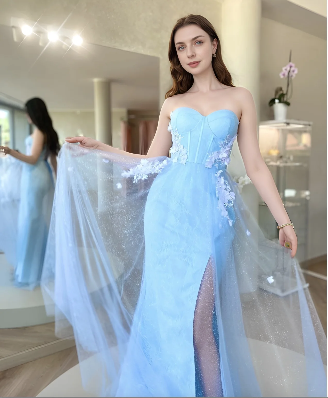 Ladies' Petticoat Bridal Accessory Starlight Organza Pink Blue Gradient Sparkle Embroidery Dress Match vestidos de novia M152