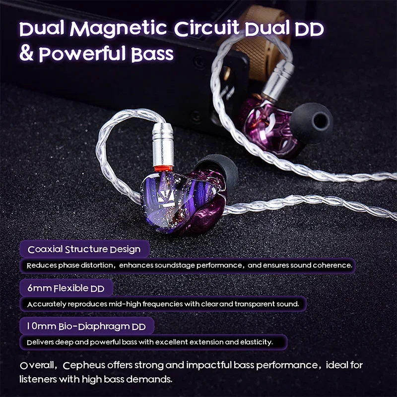 KBEAR Cepheus Dual Magnetic Circuit Dual DD Powerful Bass 16
