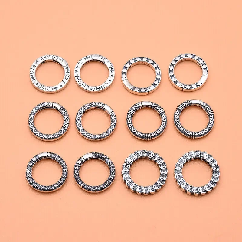 925 Sterling Silver Jewelry Buckle Accessories Copper Coins Spring Fastener Connection Buckle Handmade DIY Ingredients