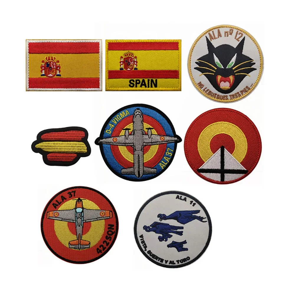 

Spain Military Tactical Embroidery Patch Motorcycle Patches for Clothing ALA 37 Stripes Hook&Loop Badge Army Applique Badges