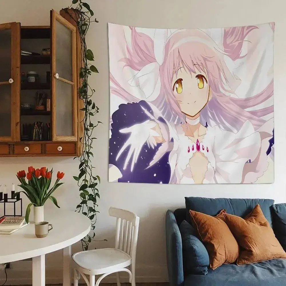 VIKAMA Madoka Magica Tapestry, Madoka Kaname & Homura Akemi Anime Wall Hanging, Aesthetic Bedroom Dorm Decor, Gift for Fans