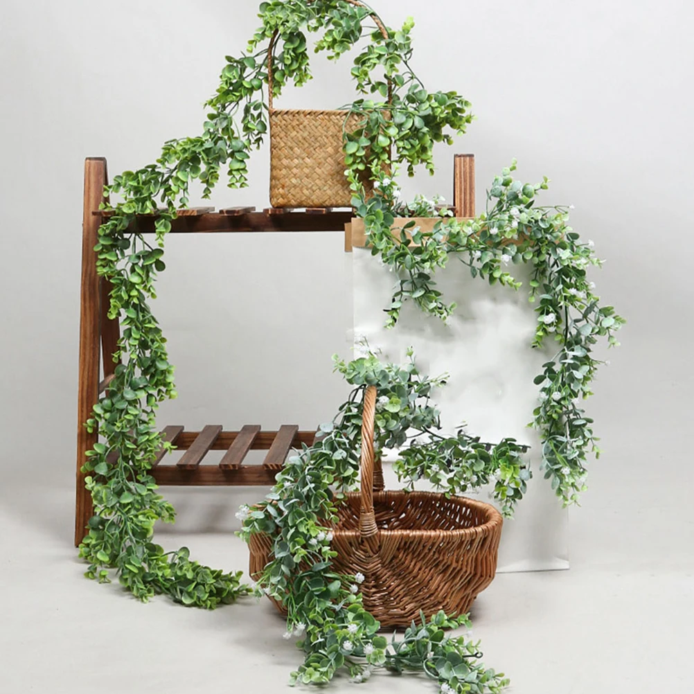 

2pcs Artificial Plants Rattan Eucalyptus H made Home Hanging Vine Wedding Adorn Fake Weeping Plant