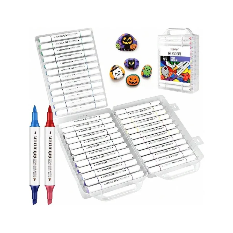 

72 Color Acrylic Paint Pens With 36 Dual-Tip Pens, Waterproof Markers Suitable Rock, Wood, Canvas, Stone, Glass, Ceramic Surfac