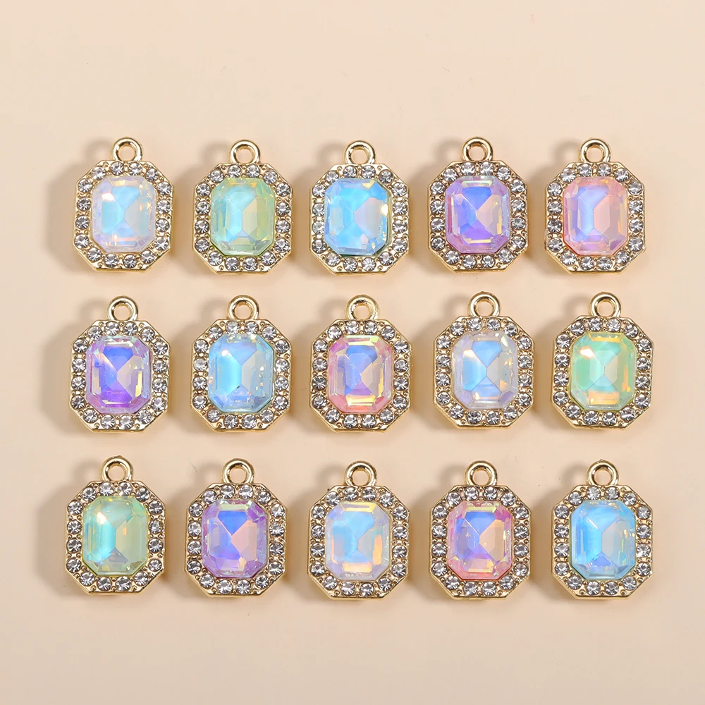 10 Stück Mode bunte Kristall Anhänger Halskette für Schmuck machen elegante Charms Ohrringe Armband Frauen Schmuck Geschenke