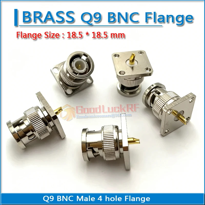Q9 BNC Male 4 Hole Flange Panel Mounting Mount 18.5 * 18.5mm Solder Cup PCB video socket 50ohm RF Connector Adapters