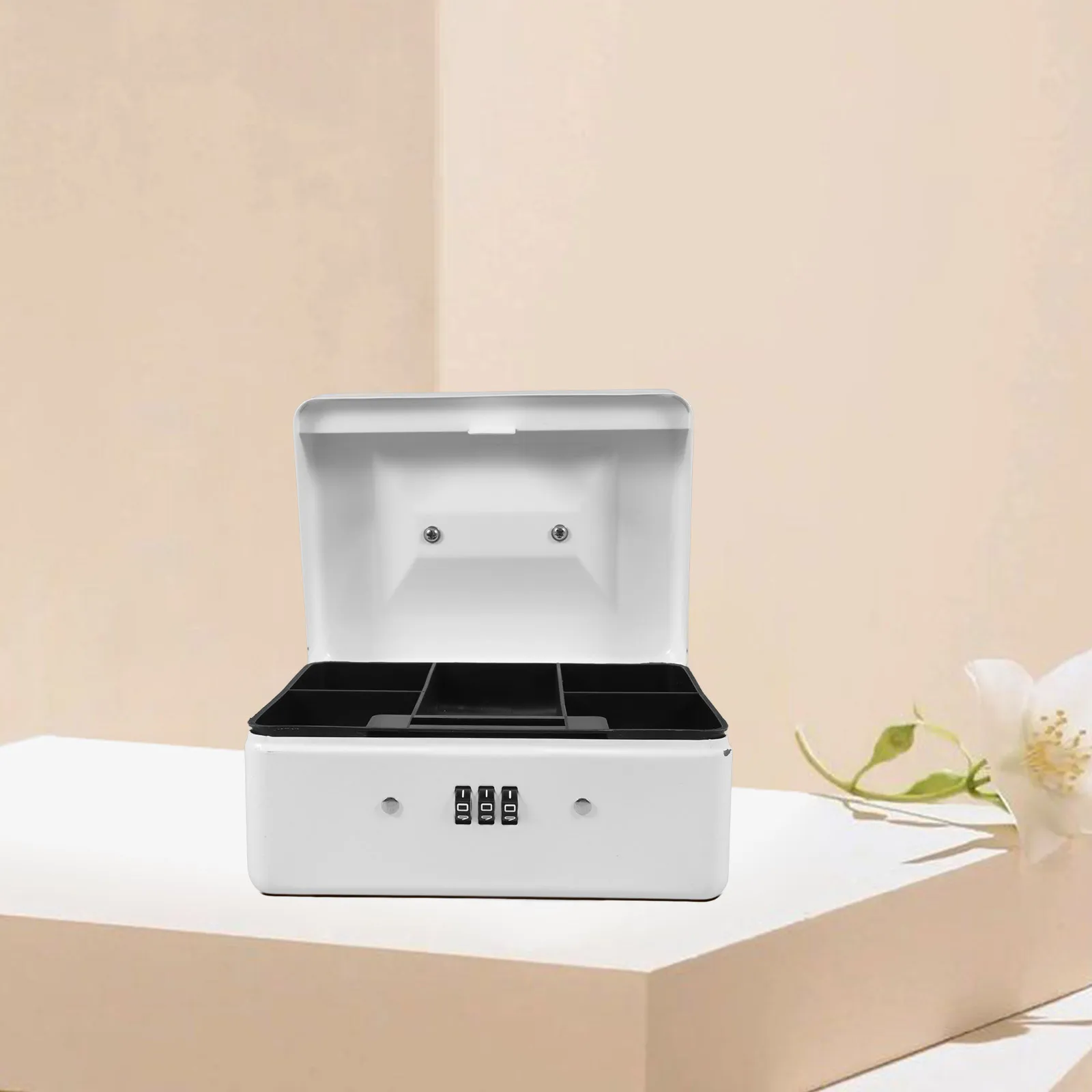 قفل بكلمة مرور النقدية تخزين معدني شديد التحمل للمنزل والمكتب والنوم سعة كبيرة حاوية مقصورة مخفية صندوق آمن صغير لـ #4