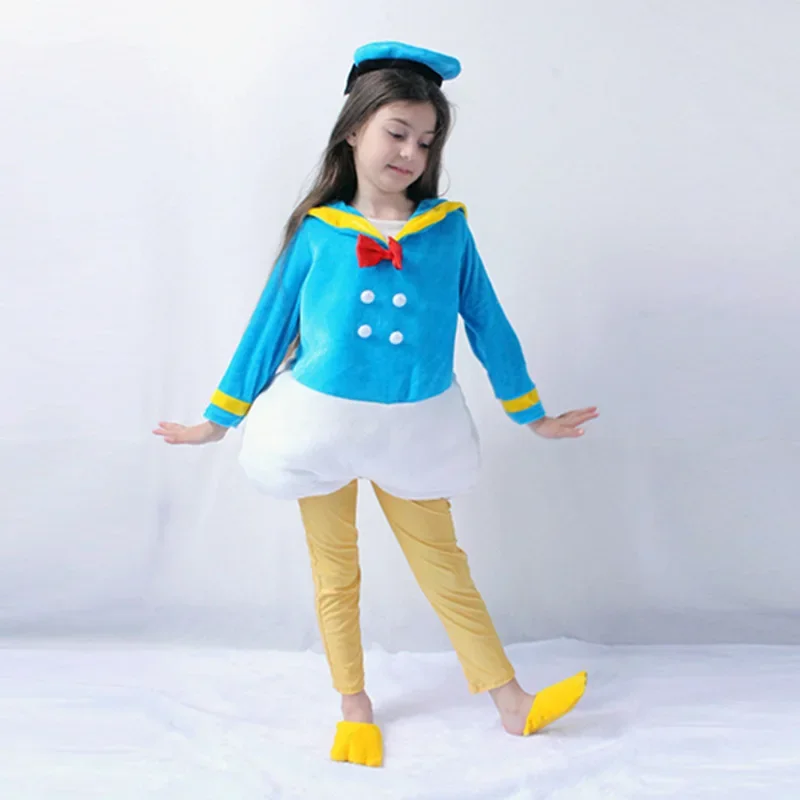 Cartoon Duck Cosplay Costume para crianças, Sailor Suit for Party, Vestidos de baile para meninas e meninos, Animals Role Play, Presentes de aniversário para crianças