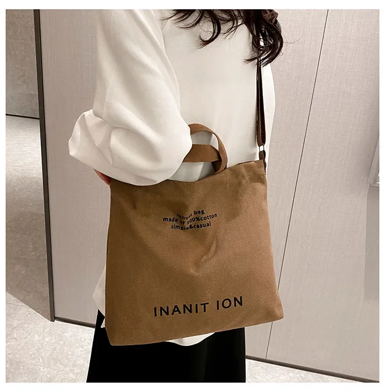 Japanische Minimalistische Canvas-Umhängetasche, Robuste Waschbare Handtasche mit Großer Kapazität, Schultertasche für Studenten & Tägliches Tragen – Detail 36