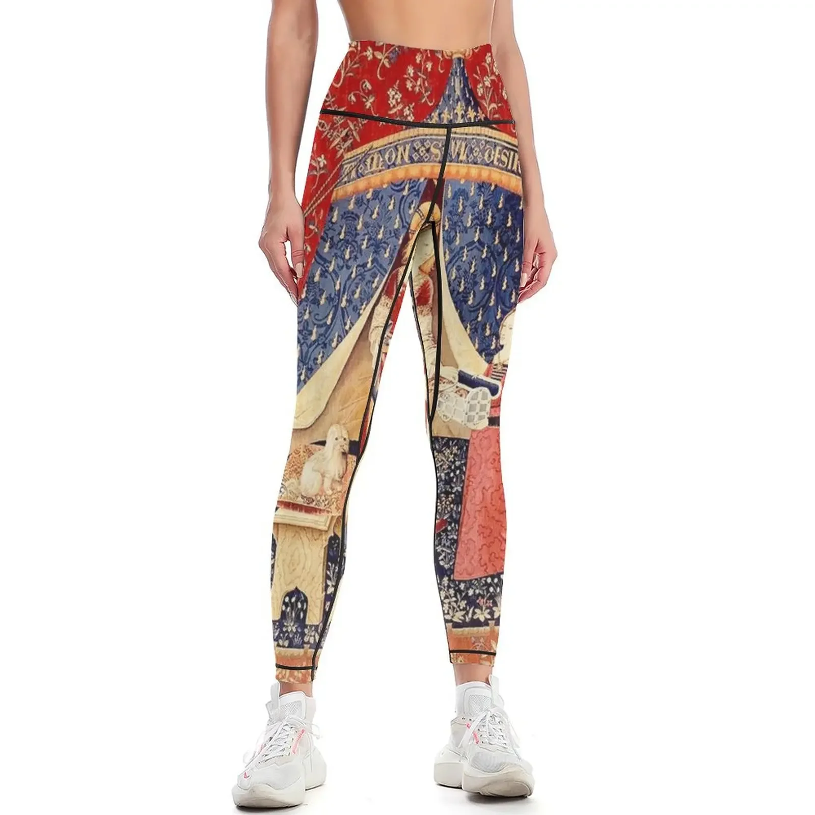 

The Lady and the Unicorn: La Dame à la licorne - Medieval Unicorn Tapestry Leggings for physical harem pants Womens Leggings