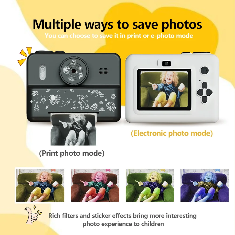 Appareil photo imprimable pour enfants, jeux, photos et vidéos, double caméra, selfie, chargement USB |   1500mAh, cadeau pour enfants âgés de 4 ans et plus