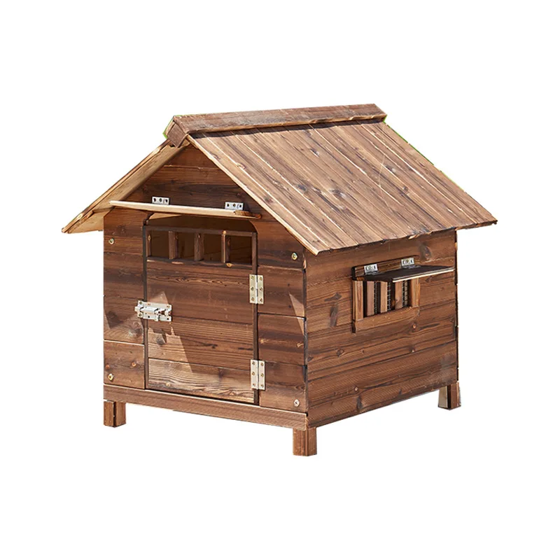 Custom Quality Built Solid Wood Dog House Carbonized Wood All Season Use Sun Protected Anti Corrosion Moth Proof Suitable As Dog