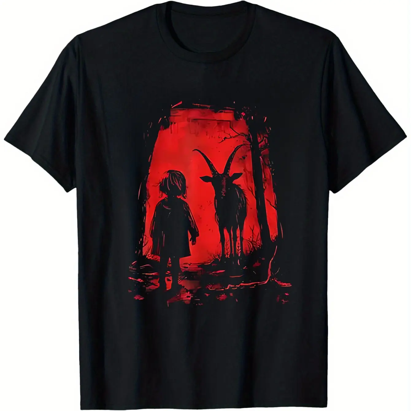 MEN'S GOTHIC T-SHIRT SATAN GOAT HEAD PATTERN T-SHIRT DARK FANTASY T-SHIRT HALLOWEEN GIFT GOTHIC COSTUME MEN'S CLOTHING KIDS
