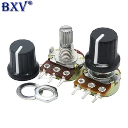 5Sets 5PCS+5PCS WH148 B1K ~ B1M Ohm 1K 1M 2K 5K 20K 50K 10K 3Pin 15mm Terminal Linear Taper Rotary Potentiometer For Arduino