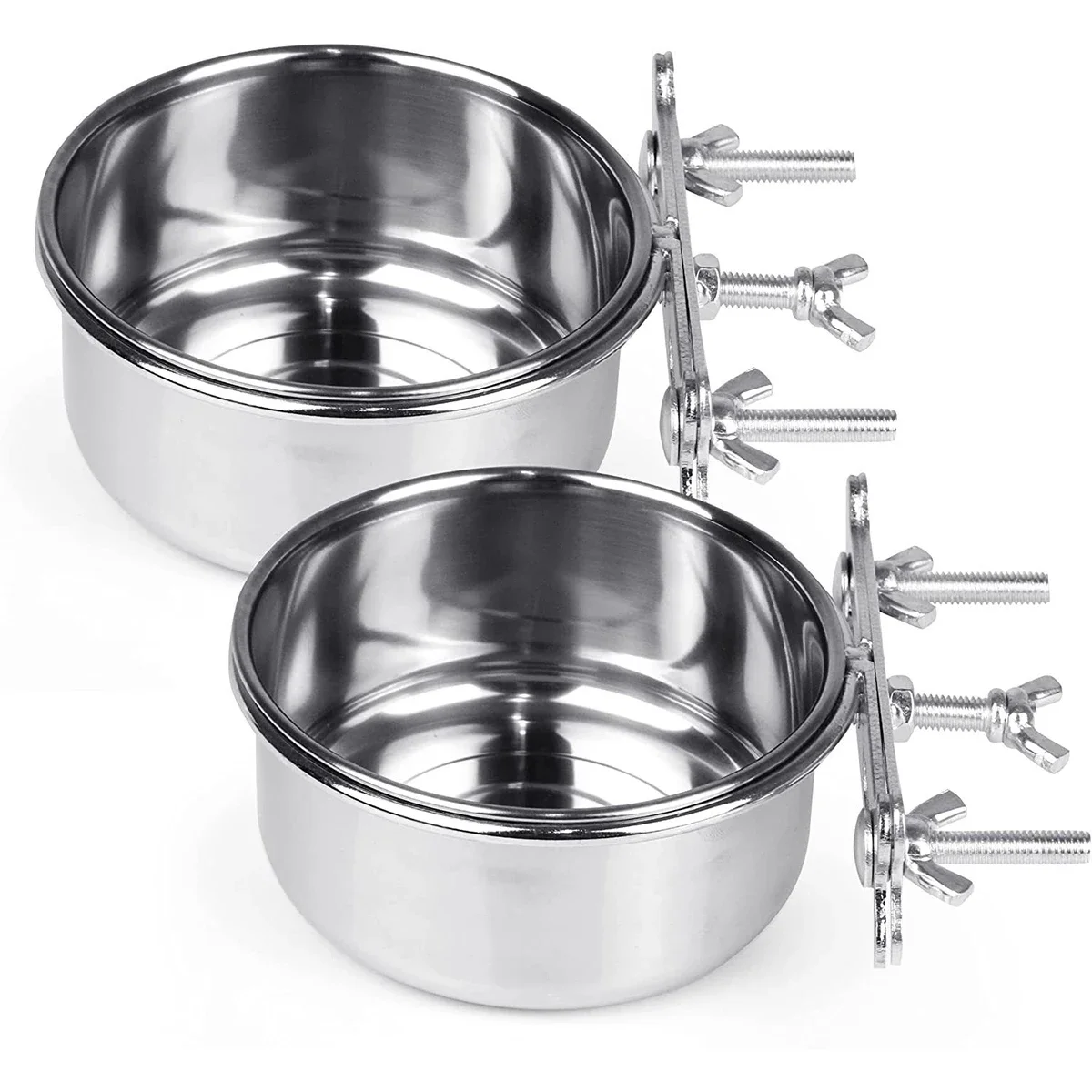 Stainless Steel Hanging Pet Bowls For Dogs Cats Cage Kennel Crate Feeder Dishes For Food Water Bowls Bunny Feeder Pets Supplies