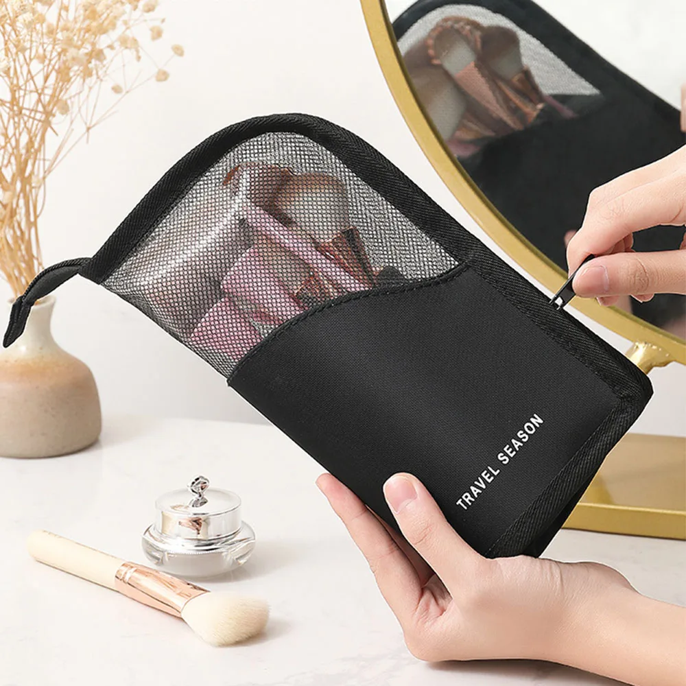 Marfino Cosmetic Bags For Women Portable Travel Transparent Fluffy Makeup Organizer Case