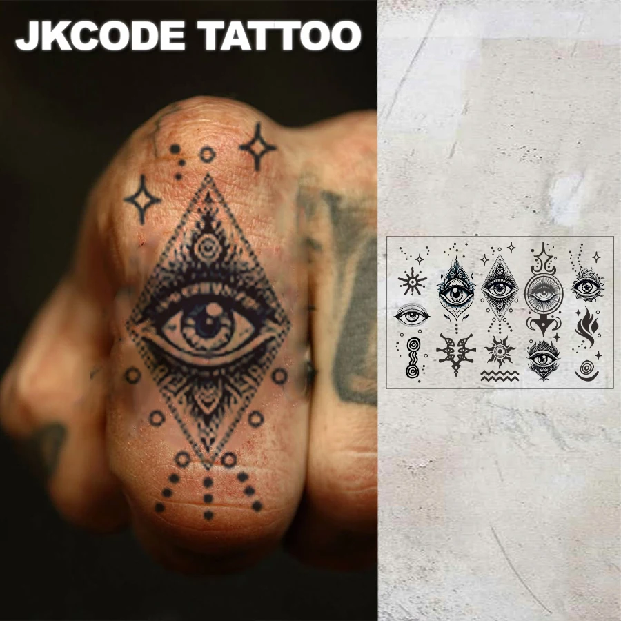 Waterproof Mystic Eye Totem, Semi-permanent Tattoos,Primitive Tribal Totem Temporary Tattoos,Finger Tattoos,Lasts 1-2 Weeks