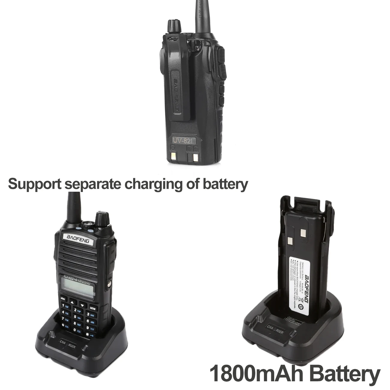 Baofeng Dual PTT Walkie Talkie, rádio FM em dois sentidos, 5W opcional, tomada de fábrica, UV82, UV-82