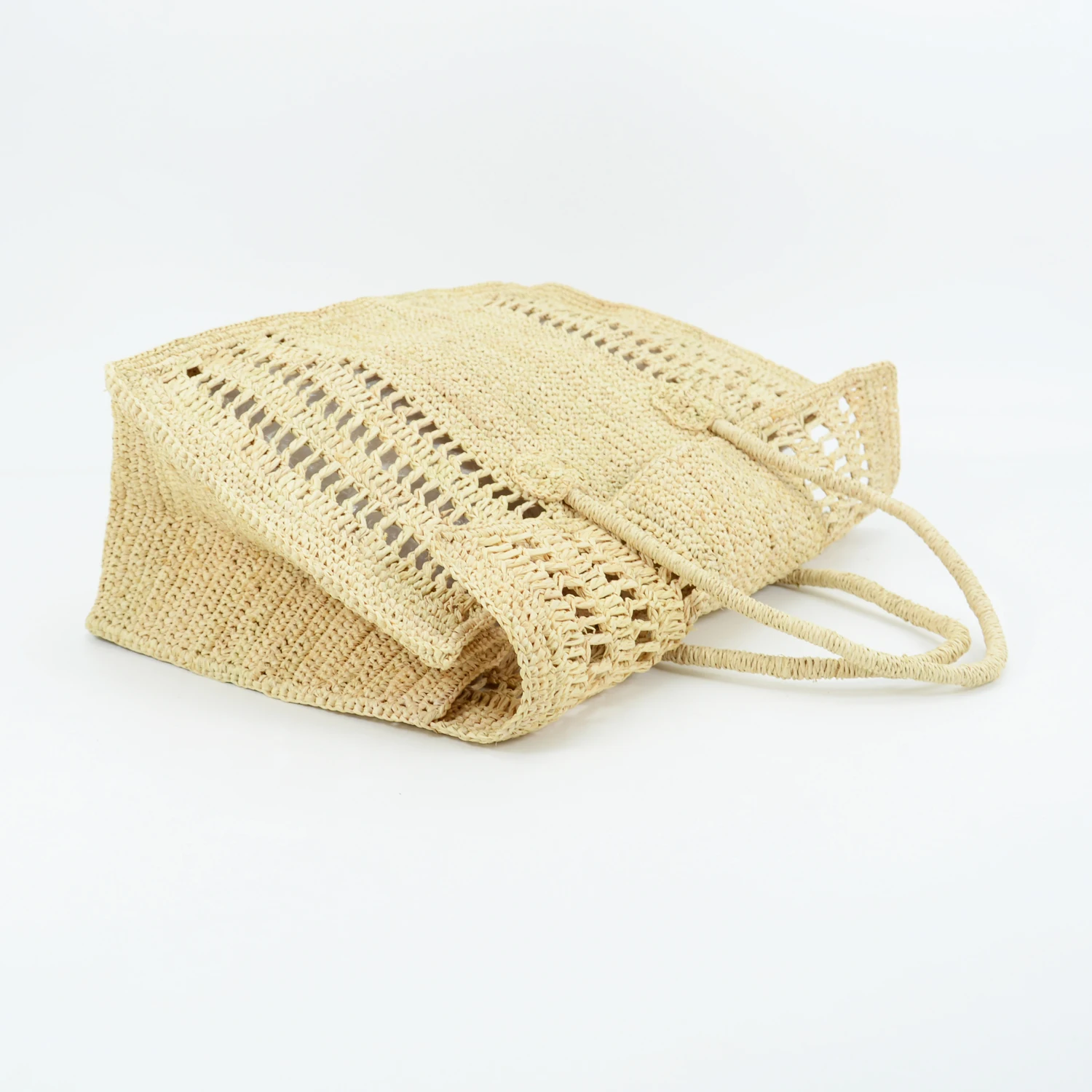 Handmade Crocheted Natural Raffia Tote Bag