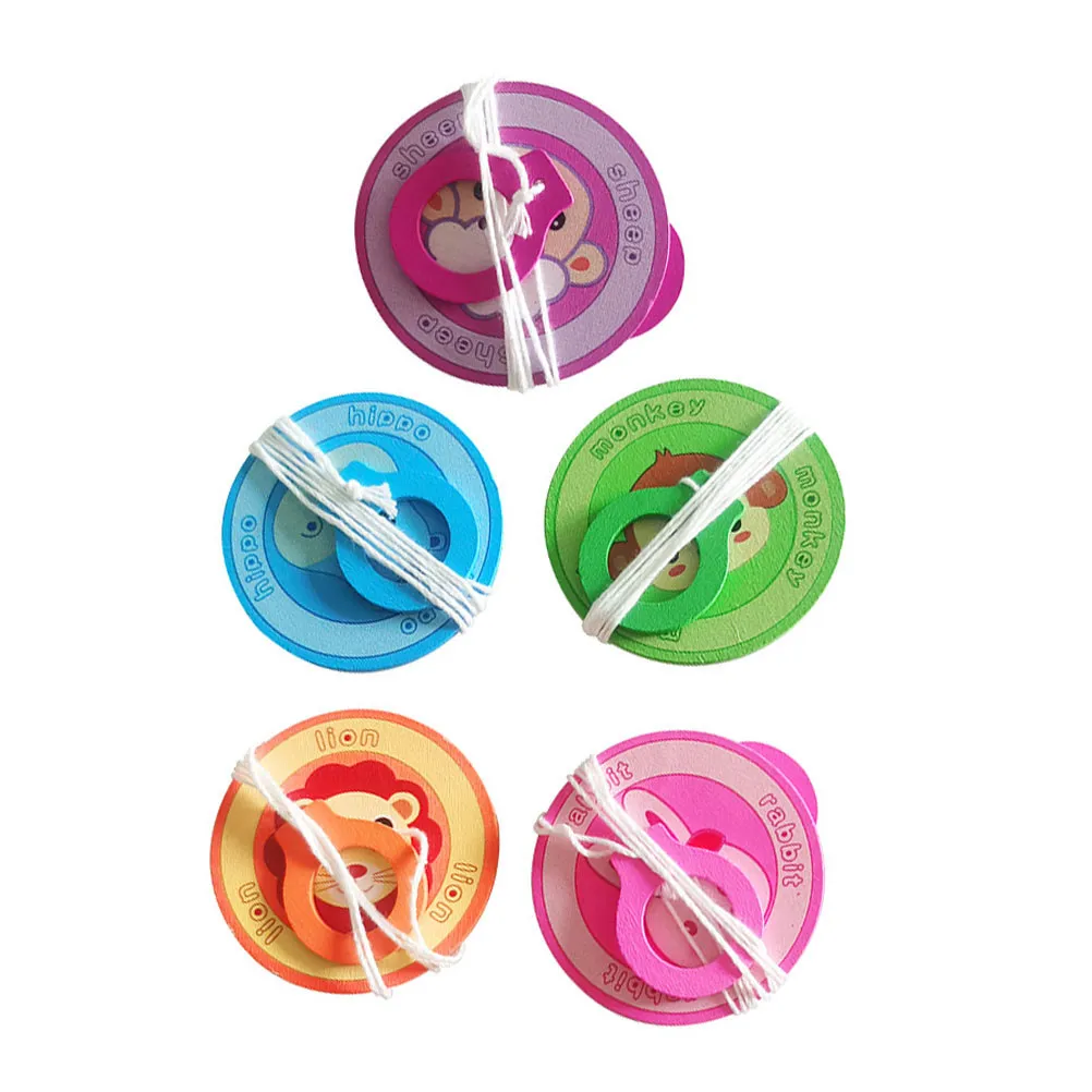 

5Pcs Retro Pull String Wood Tops for Children Exercise Observation Skills Interactive Parent-Child Bonding Activity Game