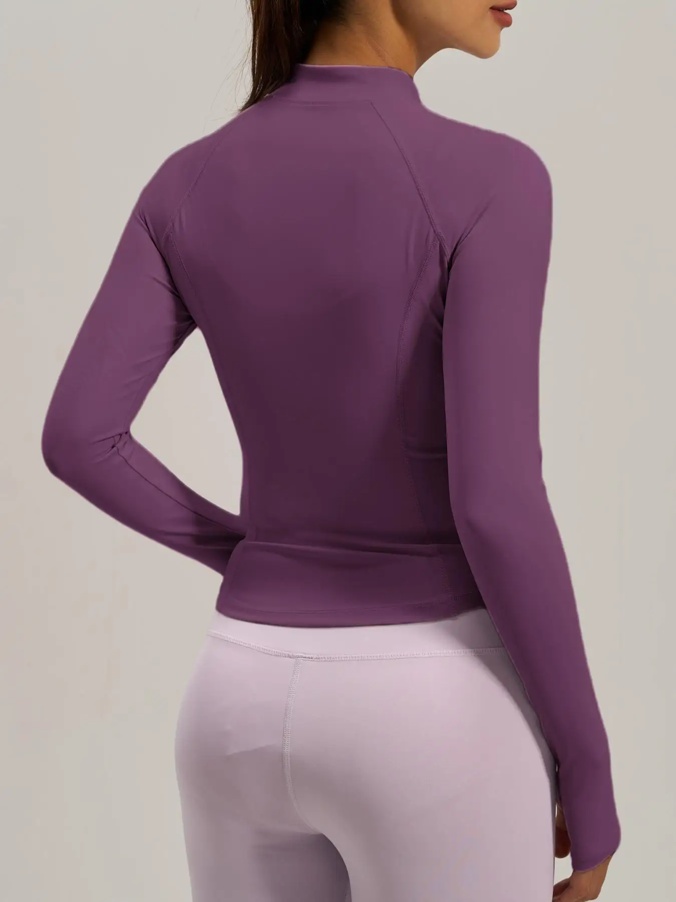 Women's Fitted Long Sleeve Sports Jacket, Full Zipper Design, Ergonomic Cut, Dual Pockets, Waist Shaping, Sporty Style, All Seas