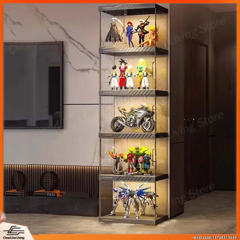 Detachable Display Cabinet for Action Figures Toys Storage Transparent Showcase Case for Lego Gundam Models Home Collection