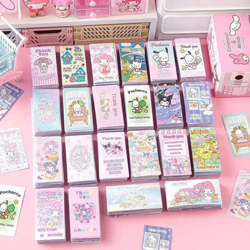 300Pcs/Set Kawaii Sanrio Mix Sealing Stickers Cartoon Decoration Hello Kitty My Melody Kuromi Handbook Material Diy Cute Sticker