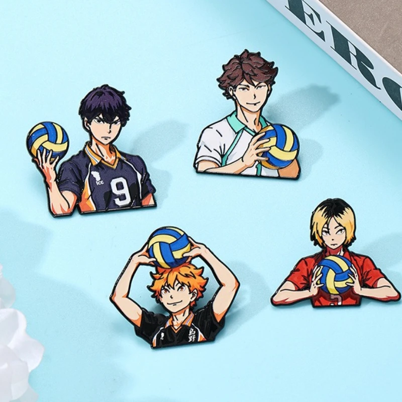 4pcs Cute Volleyball Boy Enamel Pin Cartoon Anime Brooch For Coat Women's Brooches Fashion Lapel Badges Jewelry Gift for Friends image 2
