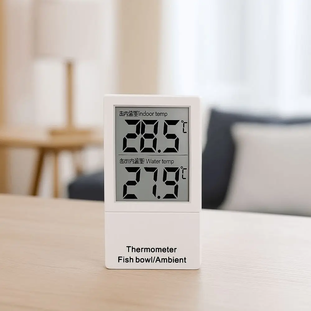 LCD شاشة ديجيتال حوض السمك الصغير ميزان الحرارة مقاوم للماء العائمة مقياس درجة حرارة الماء مقياس عمودي