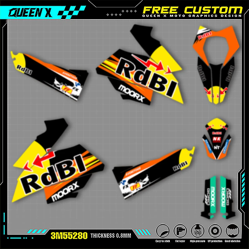 

Queen X MOTOR Motorcycle Graphics Background Decals Stickers Kits For KTM SMR690 R 2007 2008 2009 2010 2011 007