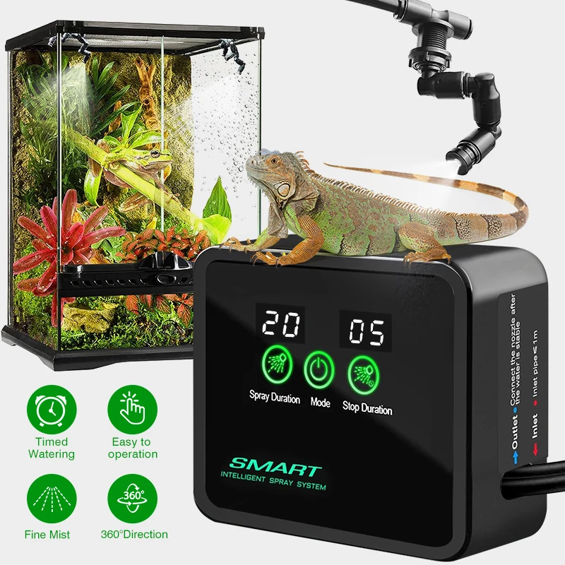 Intelligent Reptile Humidifier Automatic Misting System Rainforest Spray Kit for Plant Amphibian Terrariums Irrigation Timer