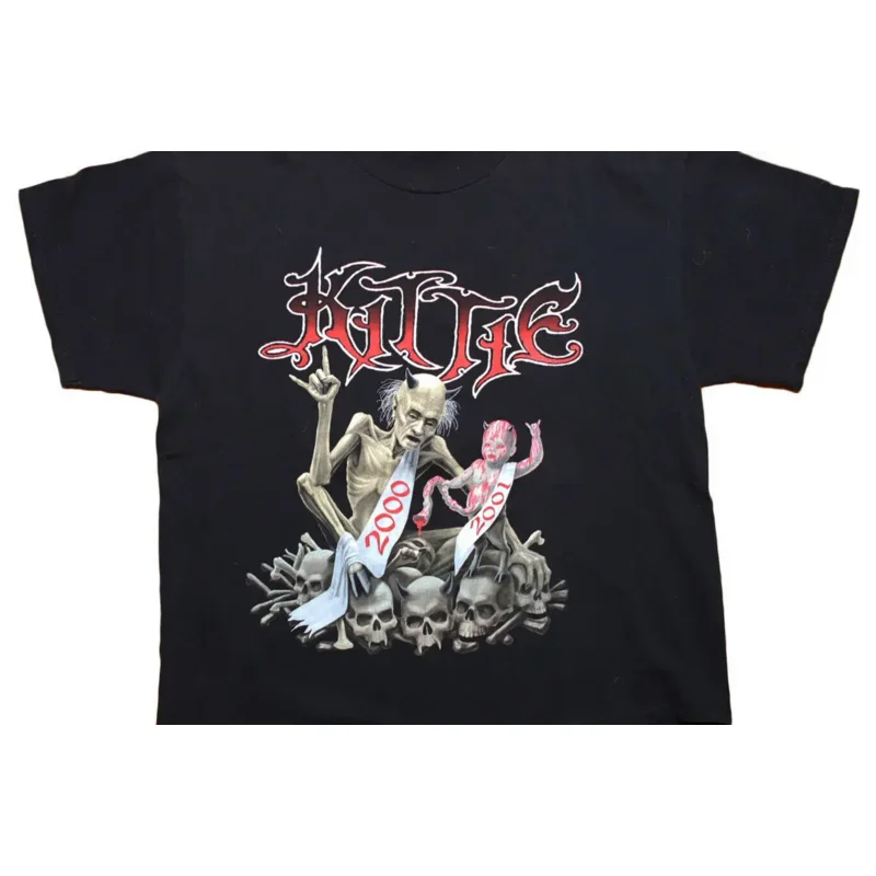 Vintage 2000 2001 Kittie Band Cotton Black Full Size Unisex Shirt 2A402 long or short sleeves