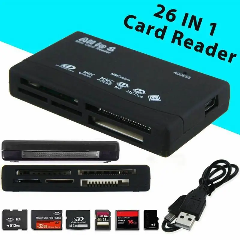

6 in 1 Memory Card Reader for SD Micro SD CF XD MS Pro M2 Card Reader Universal USB Adapter for Windows 11 10 8 7 Mac OS PC