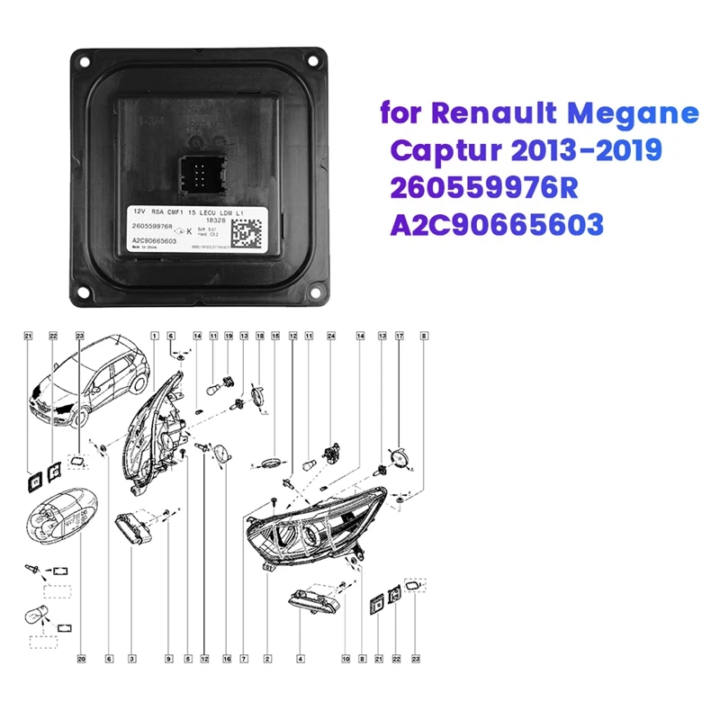 

Модуль драйвера фар автомобиля 260559976 R для Renault Megane Captur 2013-2019 модуль дневных огней A2C 90665603