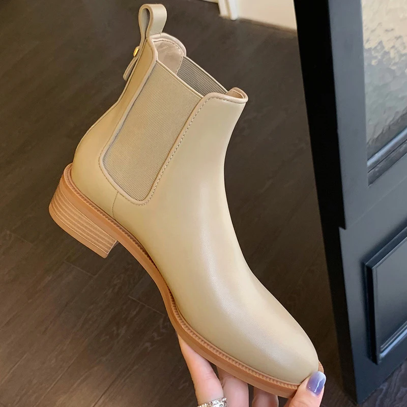 

Женские повседневные деловые офисные ботинки «Челси», обувь без шнуровки из мягкой кожи, ковбойские весенне-осенние ботильоны, женские модные короткие ботинки