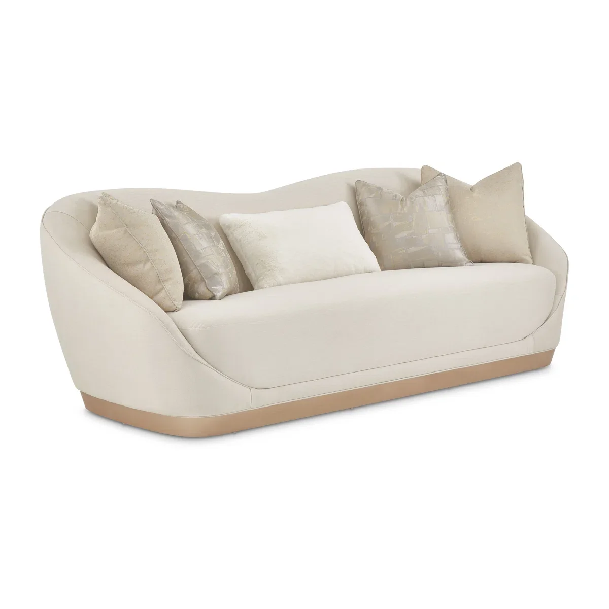 Modern elegant and simple three-seater fabric sofa, high-end wooden legs, stuffed down, living room sofa