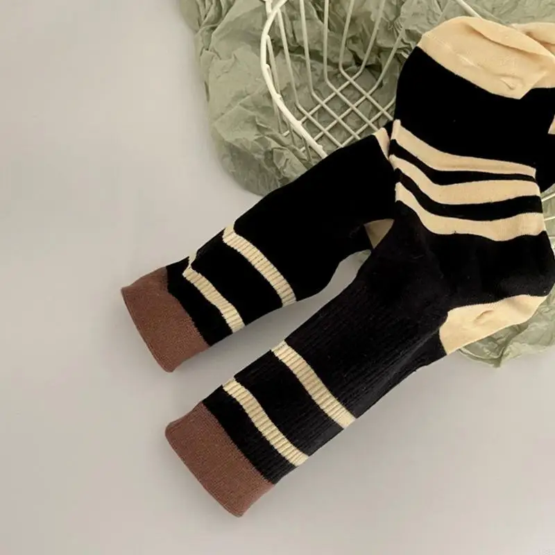 

L38E 1 пара спортивных носков, цветные хлопковые носки с контрастным полосатым узором для мужчин и женщин, подарки для папы, дня