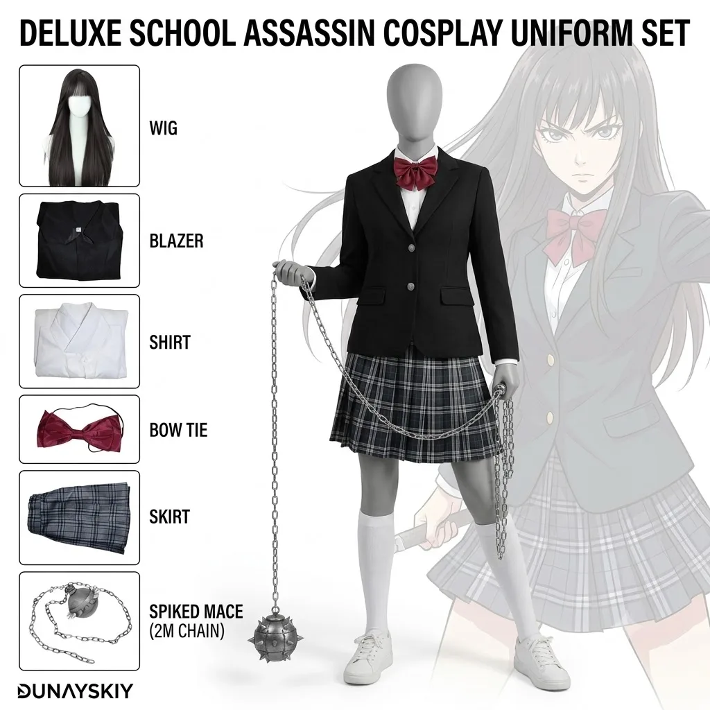 

Gogo Yubari Black JK Skirt Uniform Cosplay Outfit Stylish School Suit For Women Halloween Party Dress Up