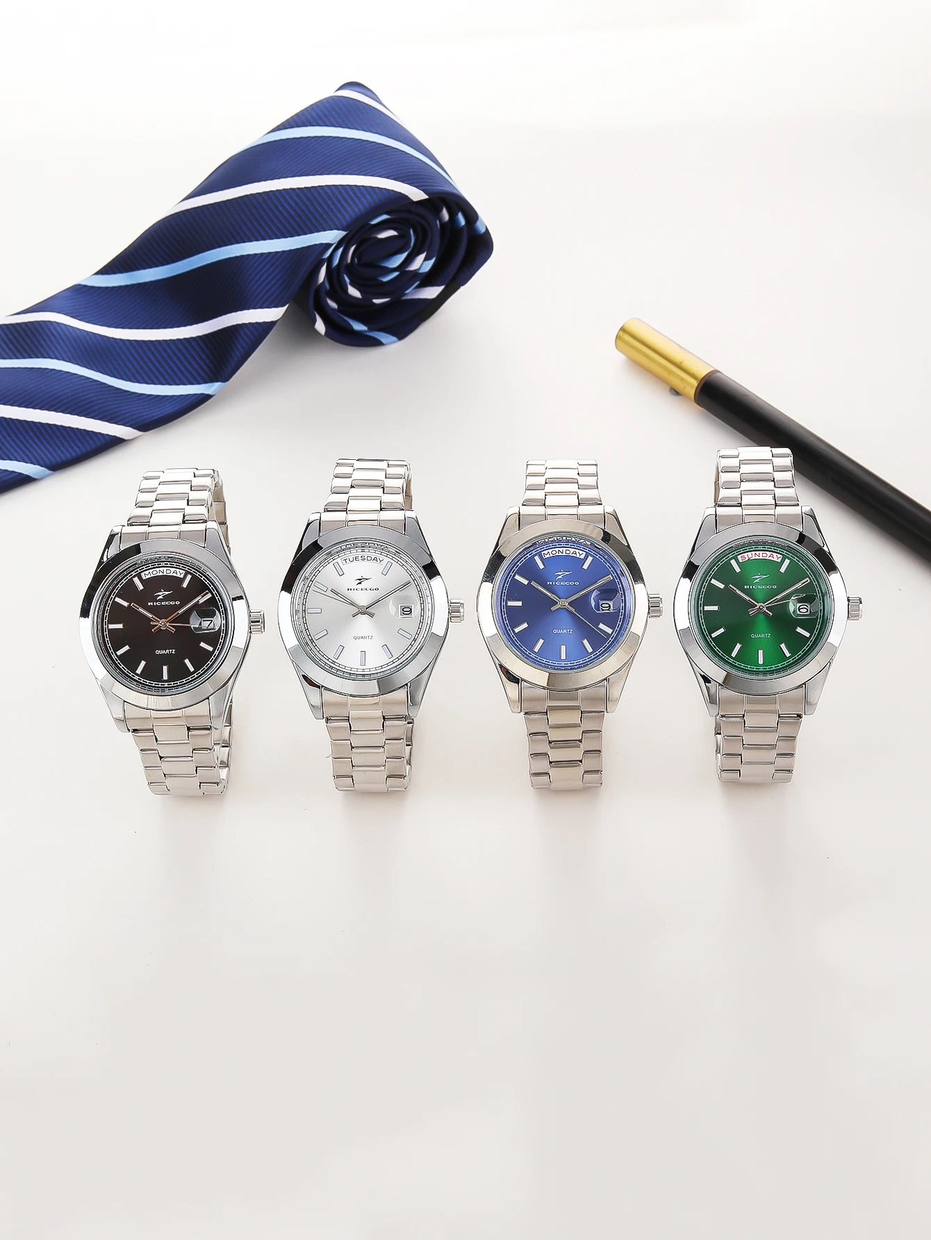 Fashion Watch Casual Clock for Men Business Daily Stainless Steel Quartz Wristwatch Clock Watch for Couples Father Gift