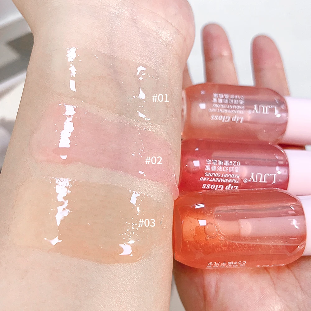 Crystal Jelly Lip Oil Lasting Hydrating Lip Gloss Tinted กันน้ําโปร่งใส Moisturizing Lips Plumper เกาหลี Care เครื่องสําอาง