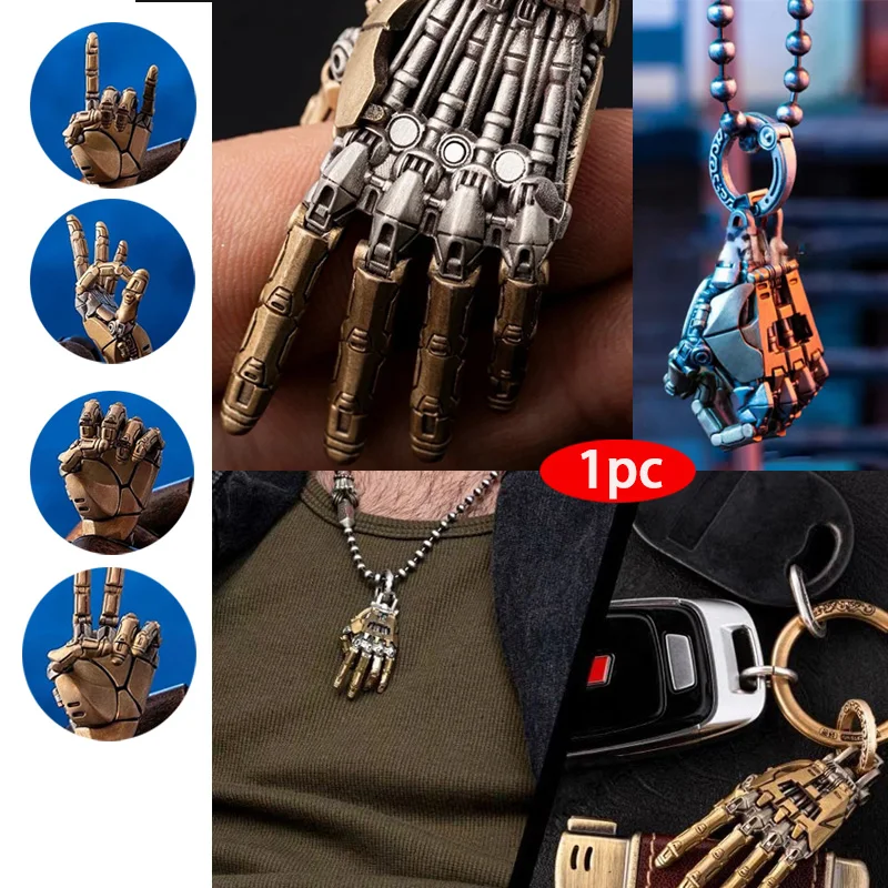 VP New Men Women Creative Movable Finger Joints Robot Hand Necklace Jewelry Fashion Mechanical Bionic Hand Pendant With Chain