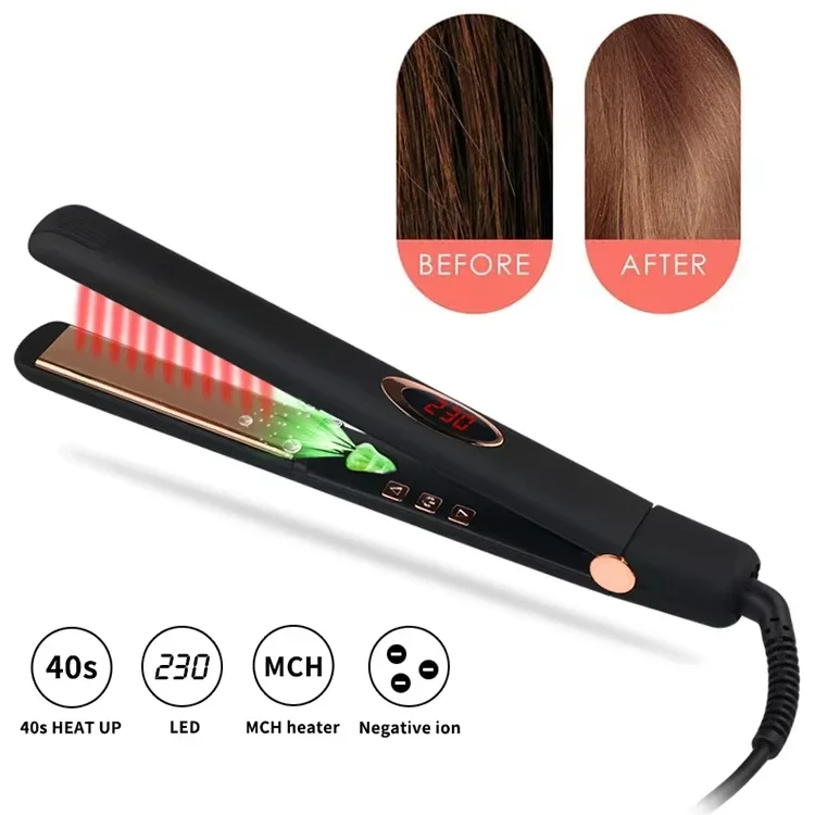 Infrared Straightener with Negative Ion Booster and Infrared Light Strip for Ultra Smoothness and Shine