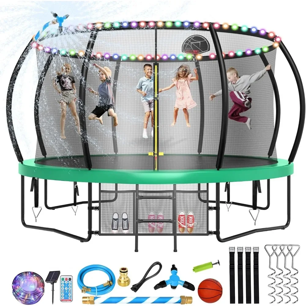 Upgrade Outdoor Trampoline for Kids and Adults, Pumpkin Trampolines with Curved Poles, Recreational Trampoline