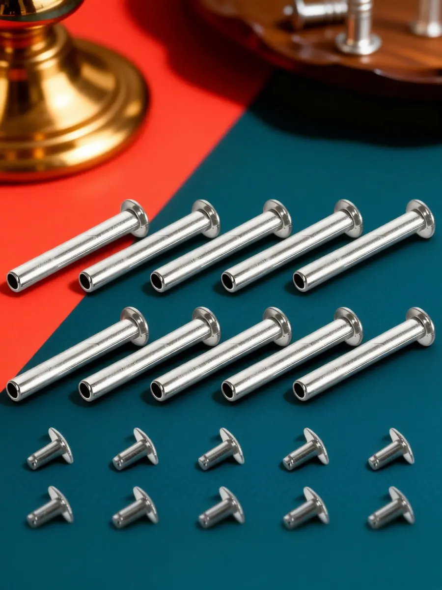 10Sets Folding Fan Shaft Repair Kit 20Mm Silver Round Head Rivets Fan Nail Nut Replacement DIY Handmade Bamboo Paper Fans