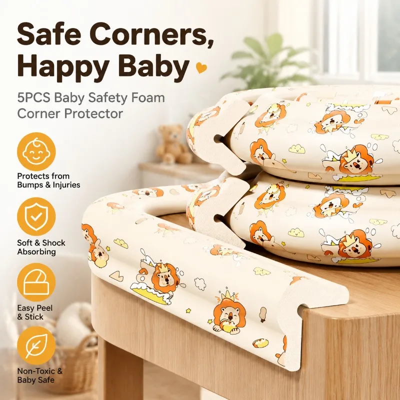 5PCS Baby Safety Foam Corner Protector Cartoon Animal Edge Guards for Furniture Table Kids Bumper Strips