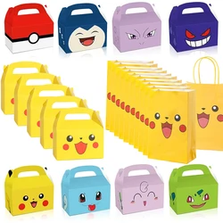 Pokemon Party Favors Birthday Party Decorations Pikachu Paper Gift Bags Handle Candy Box Baby Shower for Kids Supplies Gifts