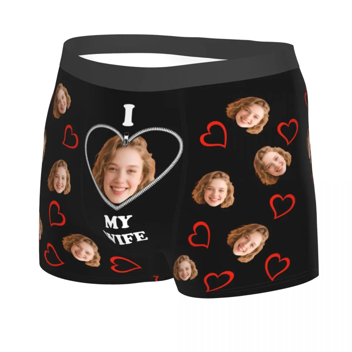 Custom Face Photo Underwear I Love My Wife Boxer Briefs Shorts Panties Soft Personalized Underpants For Husband Valentine's Day